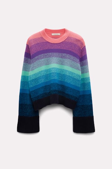 Dorothee Schumacher Variegated stripe knit sweater in merino-cashmere stripes mix