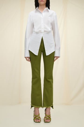 Dorothee Schumacher Bloused cotton poplin shirt with waist seam pure white