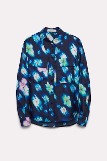Dorothee Schumacher Neon floral print blouse in silk twill colorful flowers