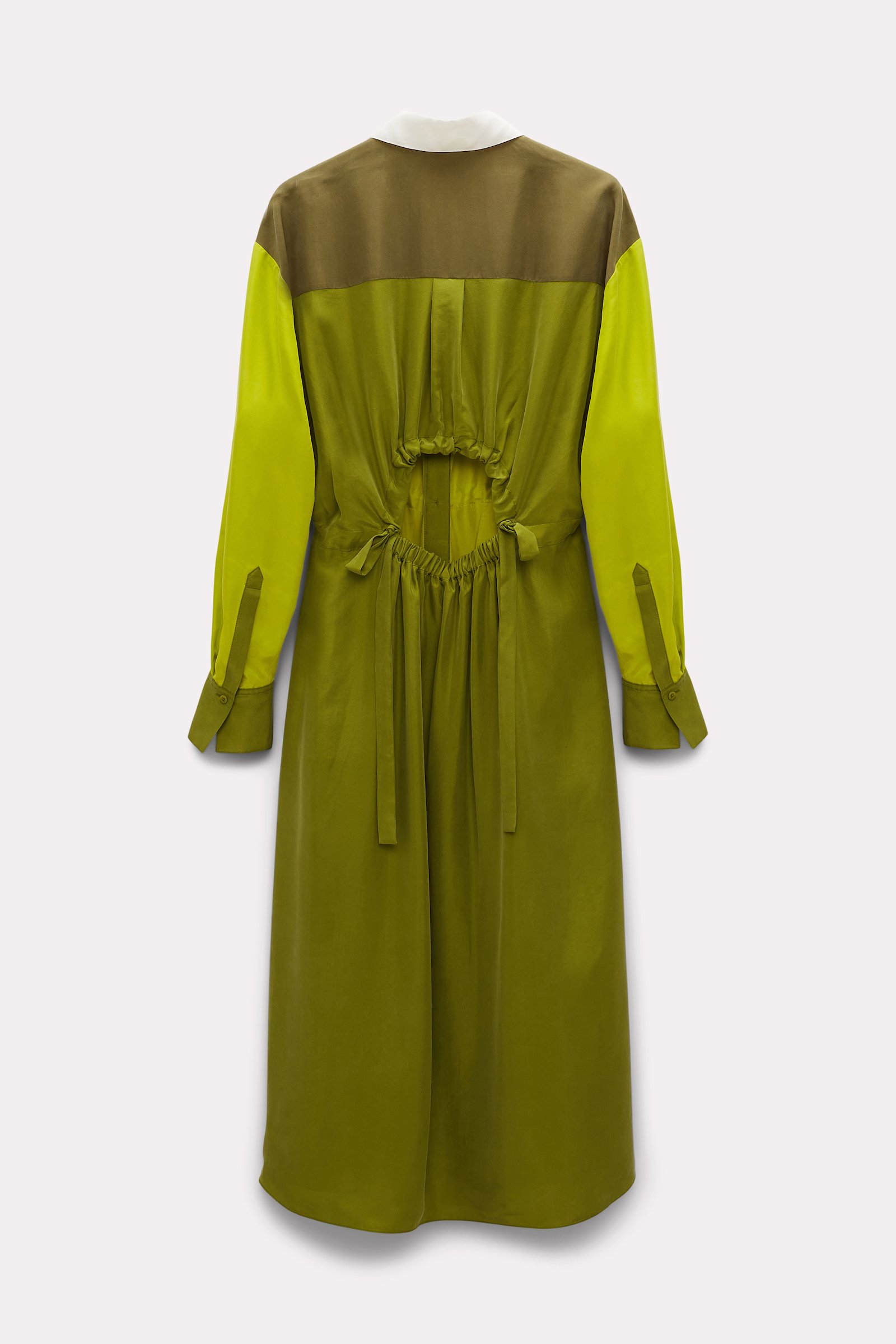 Dorothee Schumacher Washed silk colorblock shirtdress green mix