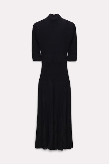 Dorothee Schumacher Midi dress in knit plissé fabric pure black
