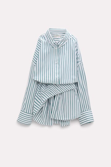 Dorothee Schumacher Striped poplin wrap blouse green and white mix