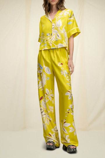 Dorothee Schumacher Pyjama-Style Hose aus Seide yellow cream blue mix