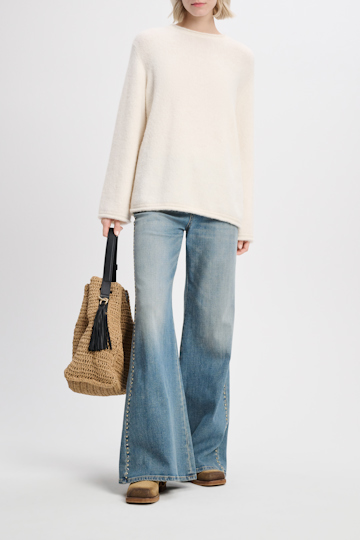 Dorothee Schumacher Alpaca mix knit pullover with rolled seams camellia white