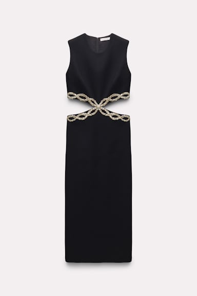 Dorothee Schumacher Langes Kleid mit Cut-Out und Embroidery pure black