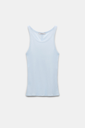 Dorothee Schumacher Ribbed cotton tank top soft blue
