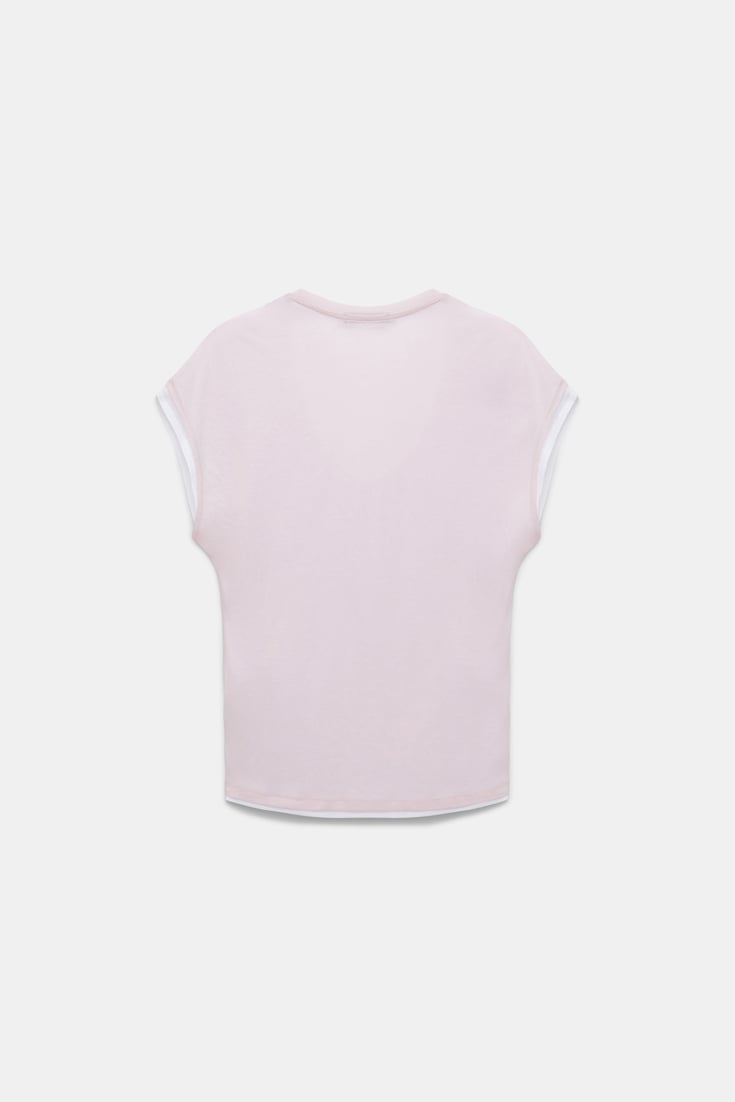 Dorothee Schumacher Double-layer sleeveless top with draped shoulders white and rose mix