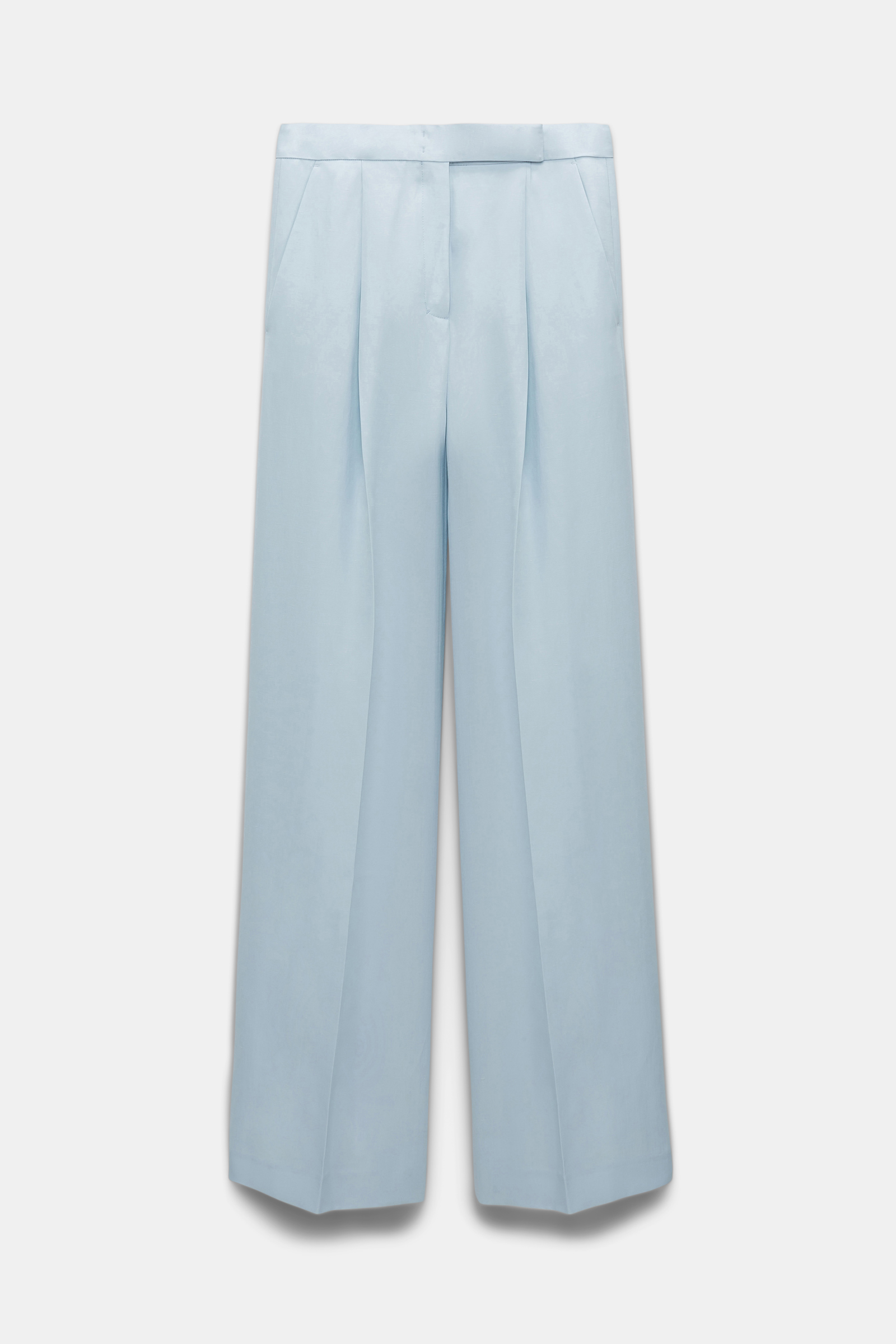 Dorothee Schumacher Wide leg linen blend pants with front pleats soft blue
