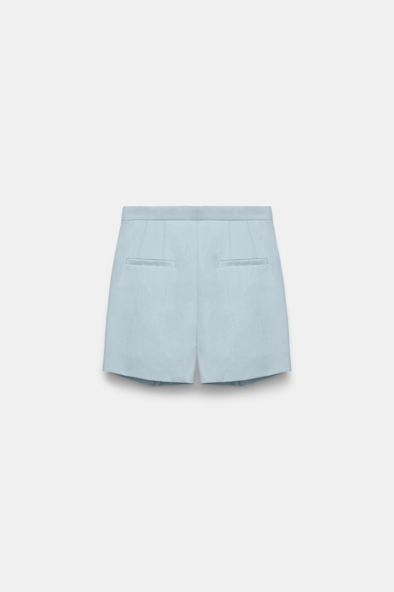 Dorothee Schumacher Wide leg linen blend shorts with front pleats soft blue
