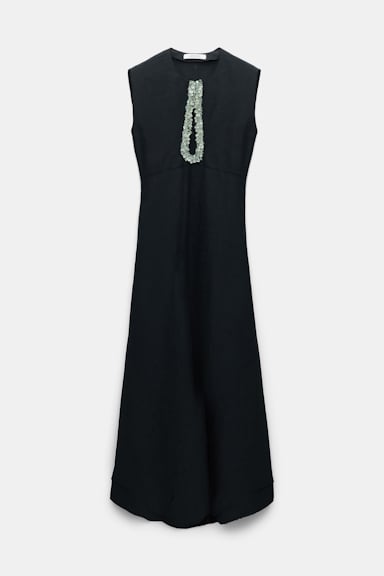 Dorothee Schumacher Kleid aus Leinenmix mit Embroidery pure black