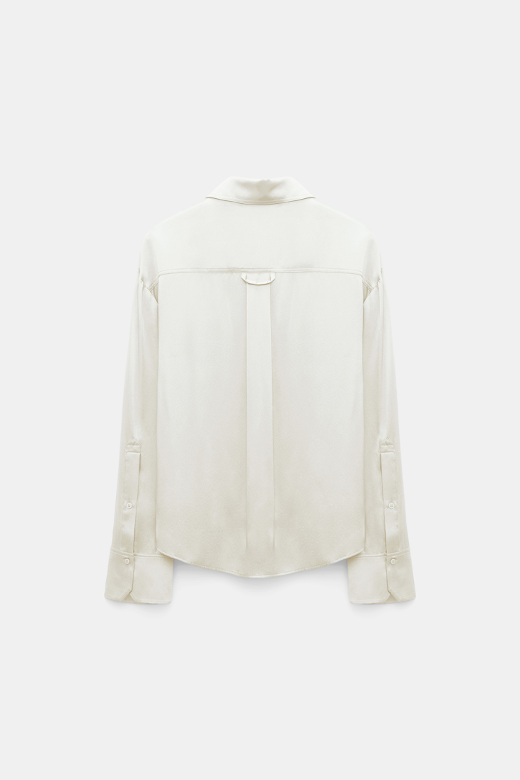Dorothee Schumacher Silk charmeuse blouse with collar detail shaded white