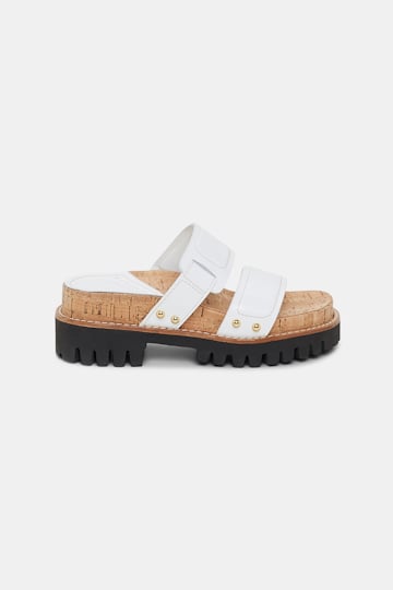 Dorothee Schumacher Sporty leather slides with lug sole pure white