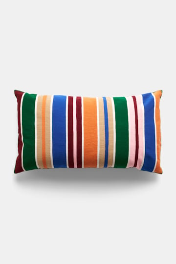 Dorothee Schumacher Large, striped cushion cover green blue stripe mix