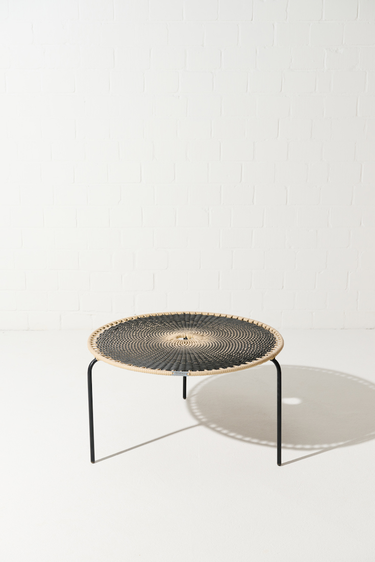 Dorothee Schumacher Handwoven large coffee table black beige mix