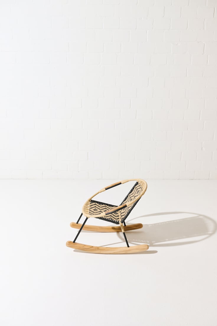 Dorothee Schumacher Children's size handwoven rocking chair black beige mix
