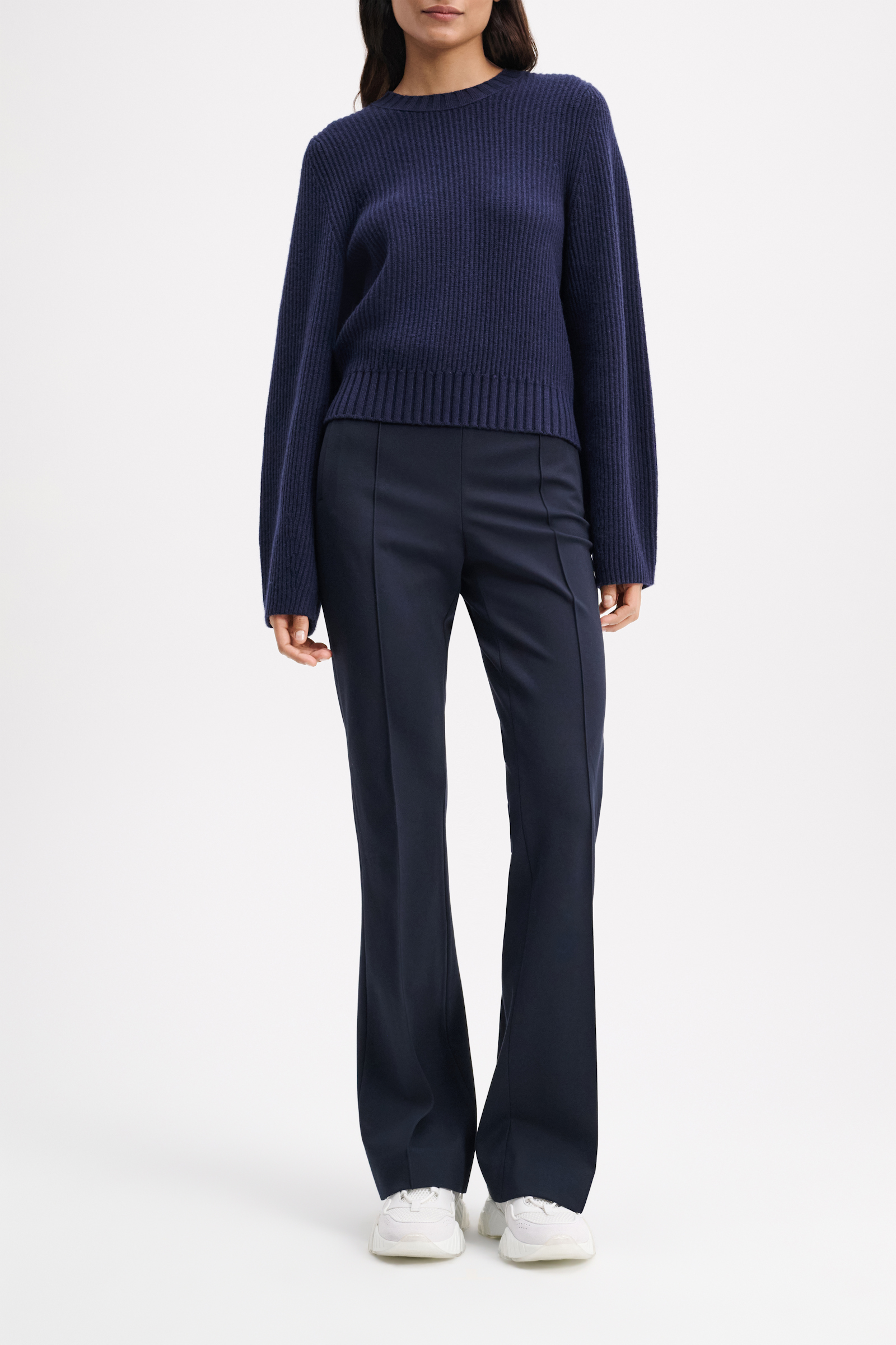 Dorothee Schumacher RIBBED PULLOVER IN MERINO AND CASHMERE true navy