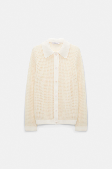 Dorothee Schumacher Open pointelle cardigan with collar pearl
