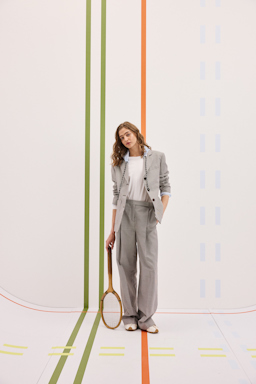 Dorothee Schumacher Karierte Hose aus technischem Leinen white & walnut