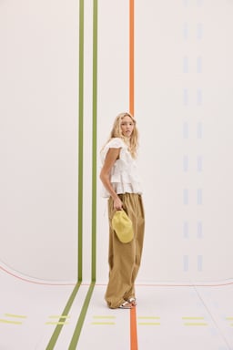 Dorothee Schumacher Top mit Volants aus Baumwoll-Fil-Coupé camellia white