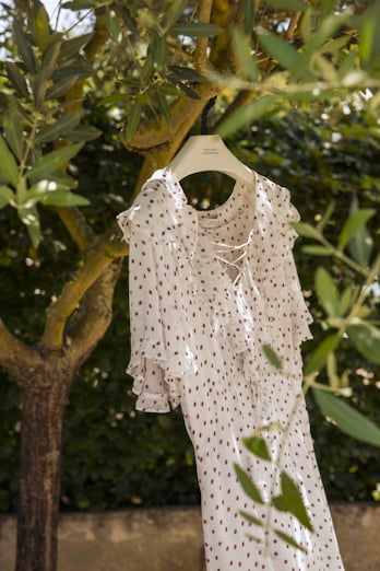 Dorothee Schumacher Polka dot dress in viscose georgette small bordeaux dot