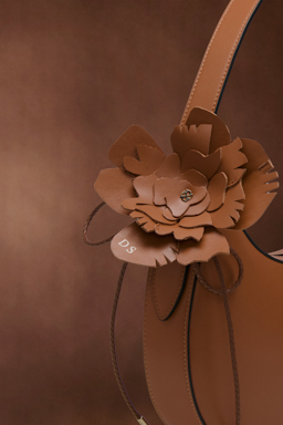 Dorothee Schumacher Handmade leather flower accessory tan