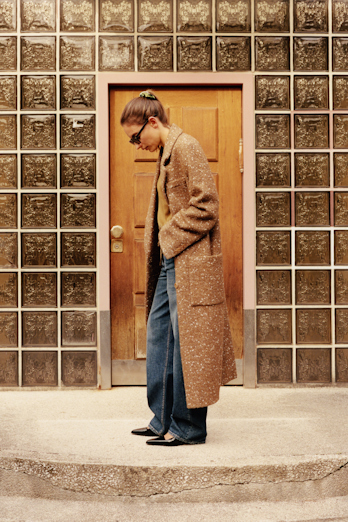 Dorothee Schumacher Bouclé-Herringbone-Mantel aus Tweed saffron tweed