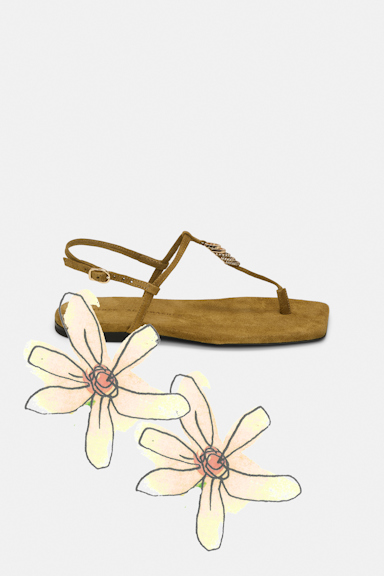 Dorothee Schumacher Suede sandals with signature D-rings dafne green