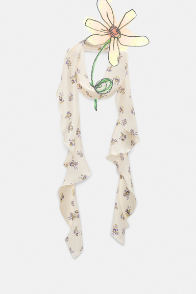 Dorothee Schumacher Silk-satin signature print flounce scarf little daydream yellow