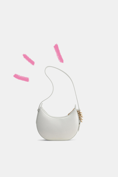 Dorothee Schumacher Half Moon Mini Bag in soft calf leather with D-ring hardware off white