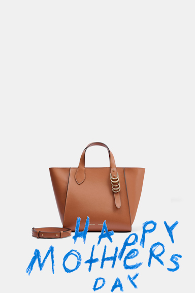 Dorothee Schumacher Crossbody Tote Bag in soft calf leather with D-ring hardware tan