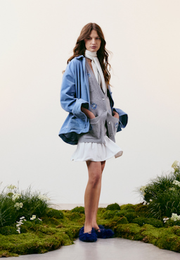 Dorothee Schumacher Besticktes Gilet mit V-Ausschnitt aus Merino und Kaschmir grey blooming blue