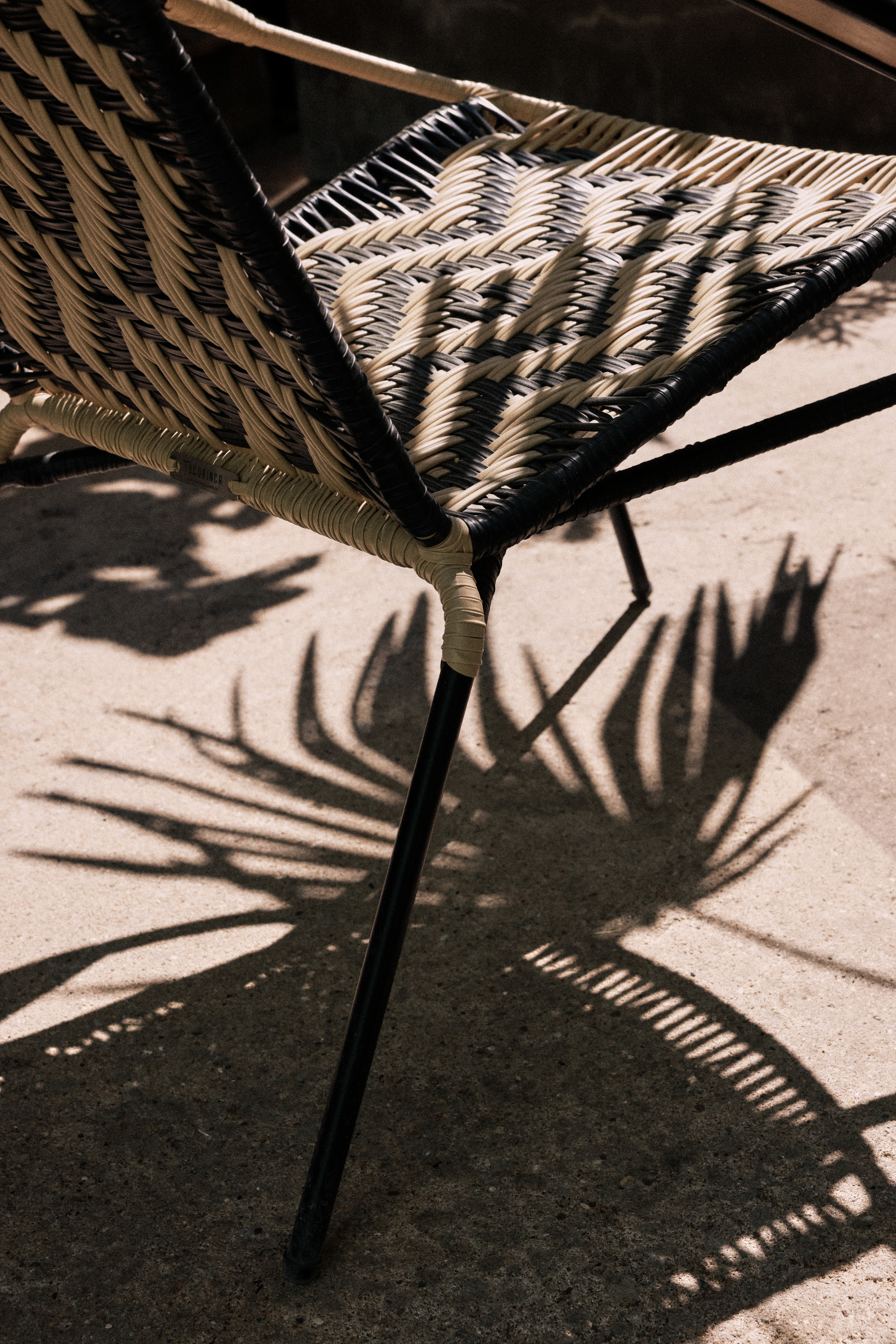 Outdoor Furniture Black Beige handwoven