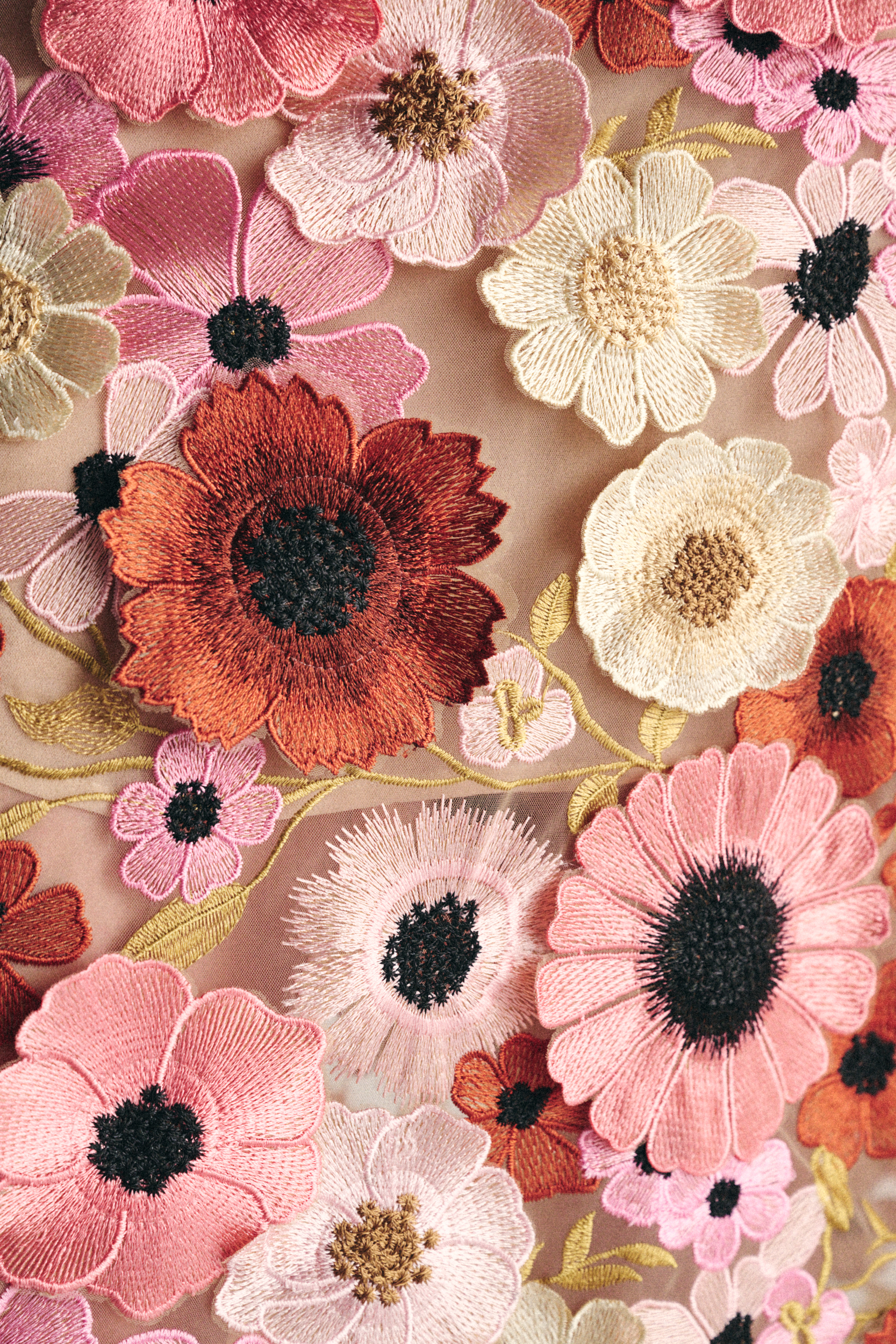 embroidered flower pattern detail image