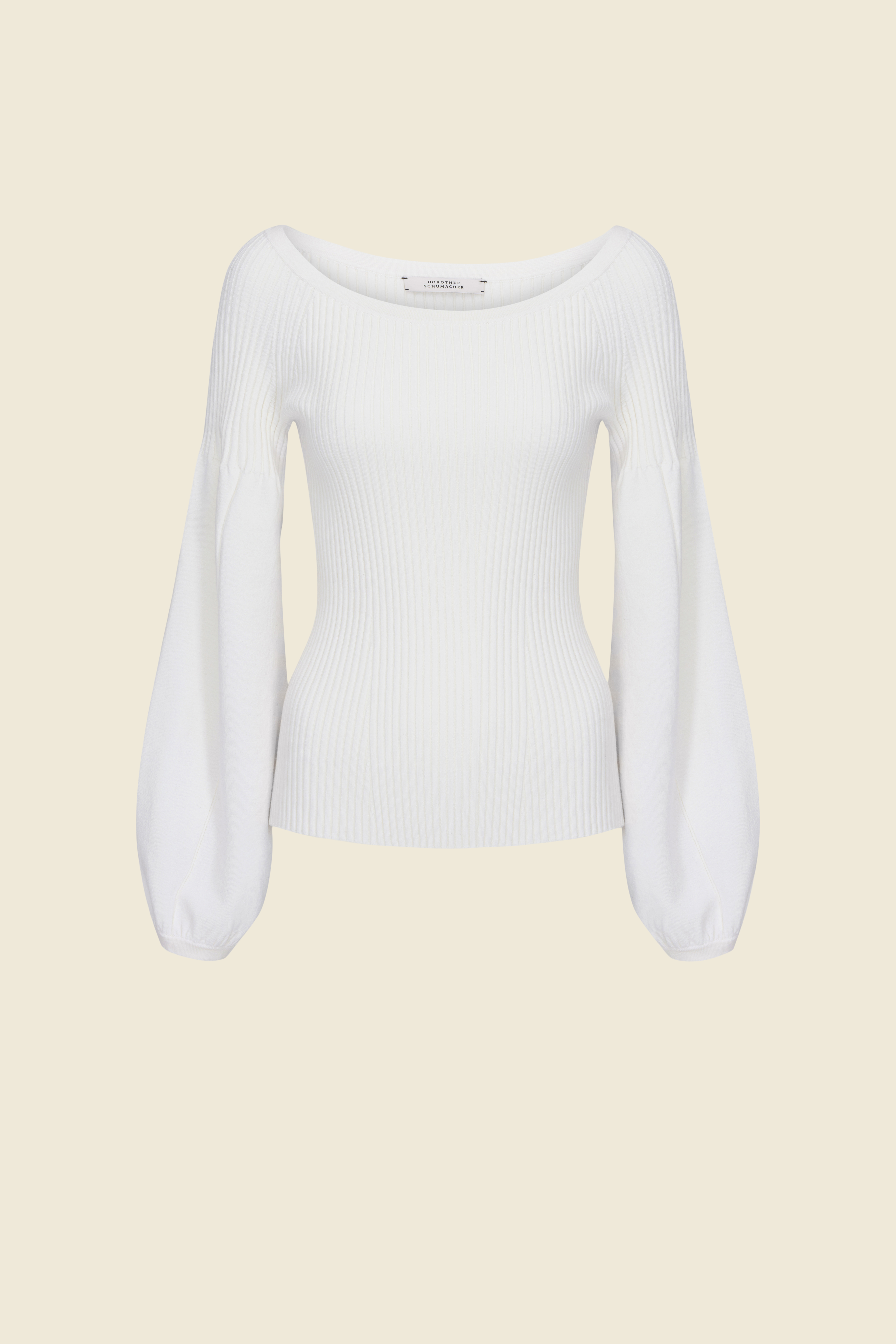 DOROTHEE SCHUMACHER WIDE NECK PULLOVER WITH RIBBED BODY AND SMOOTH SLEEVES