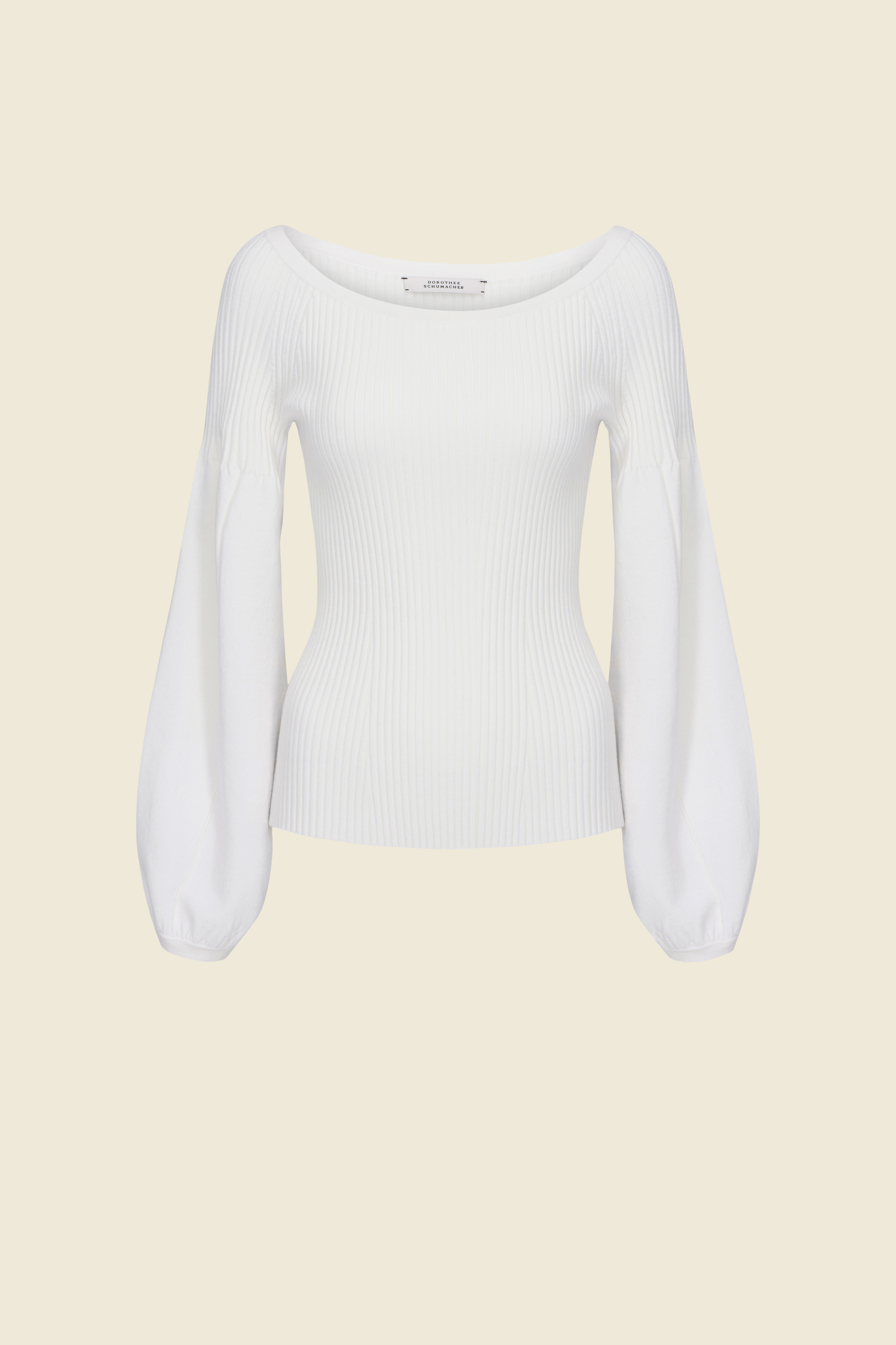 Dorothee Schumacher WIDE NECK PULLOVER WITH RIBBED BODY AND SMOOTH SLEEVES off white