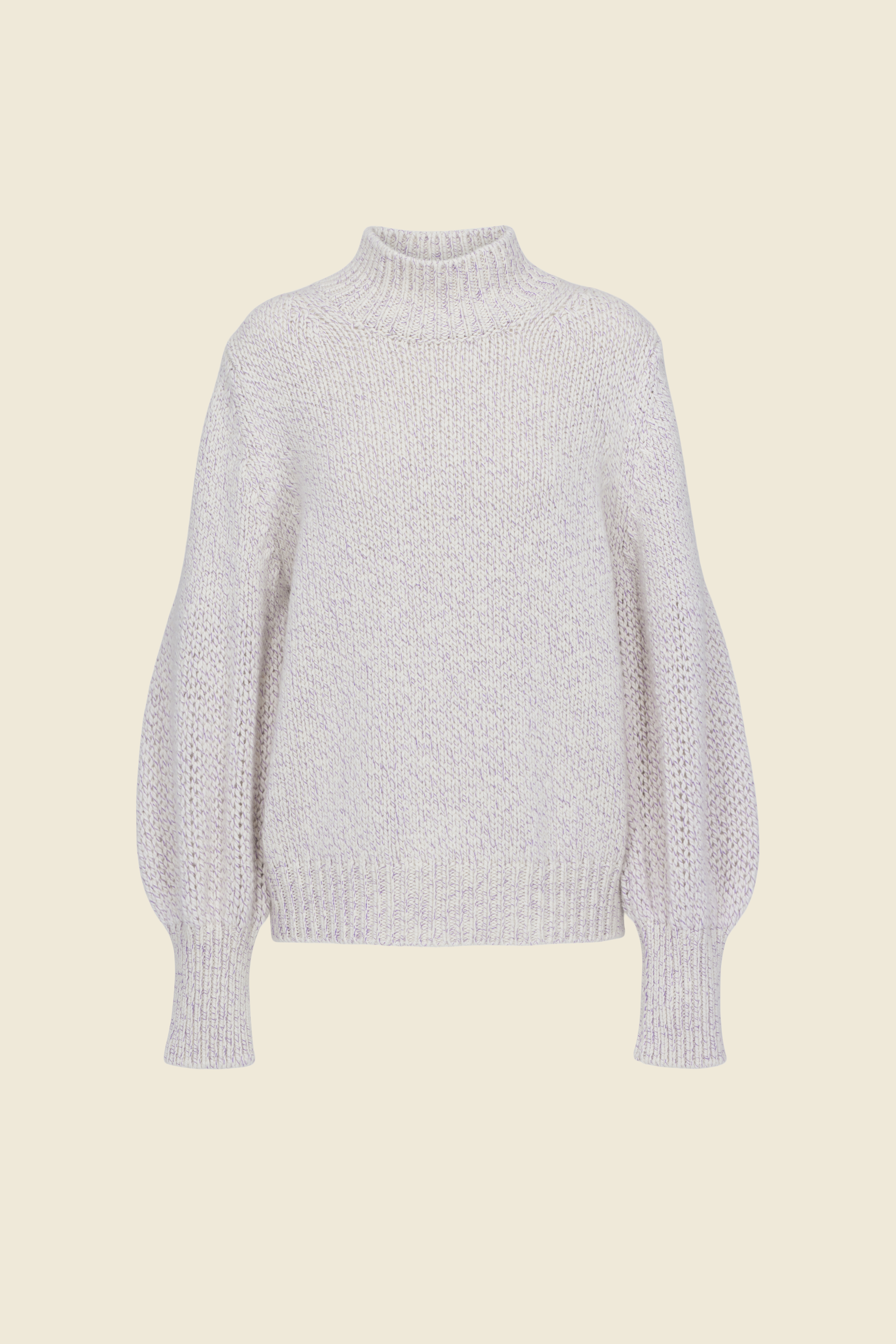 Dorothee Schumacher CHUNKY KNIT CASHMERE-MERINO MOCKNECK SWEATER cream purple mix