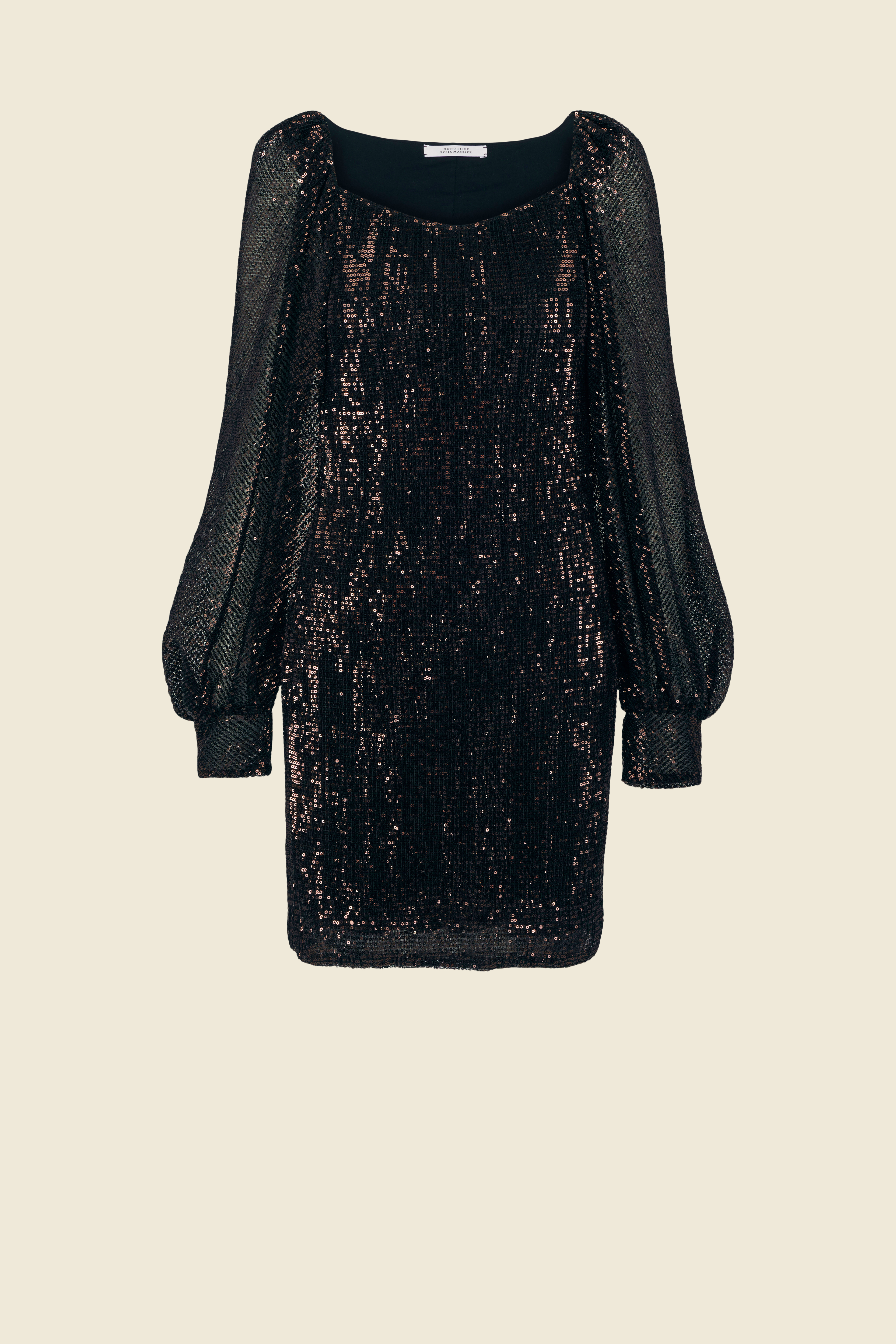 Dorothee Schumacher SEQUIN MINI DRESS WITH WIDE SLEEVES dark brown