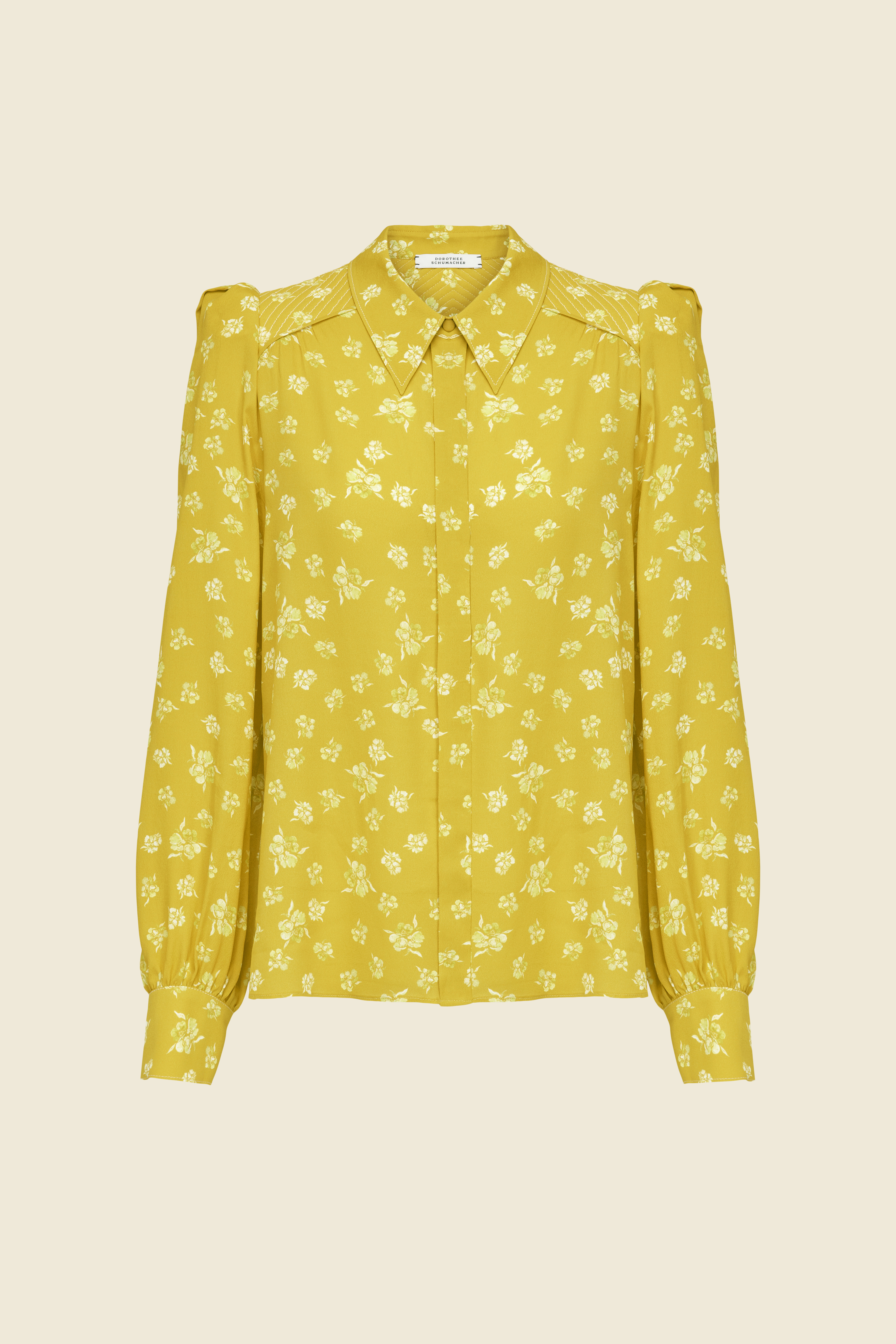 DOROTHEE SCHUMACHER FLOWY FLORAL PRINT BLOUSE WITH QUILTED SHOULDERS