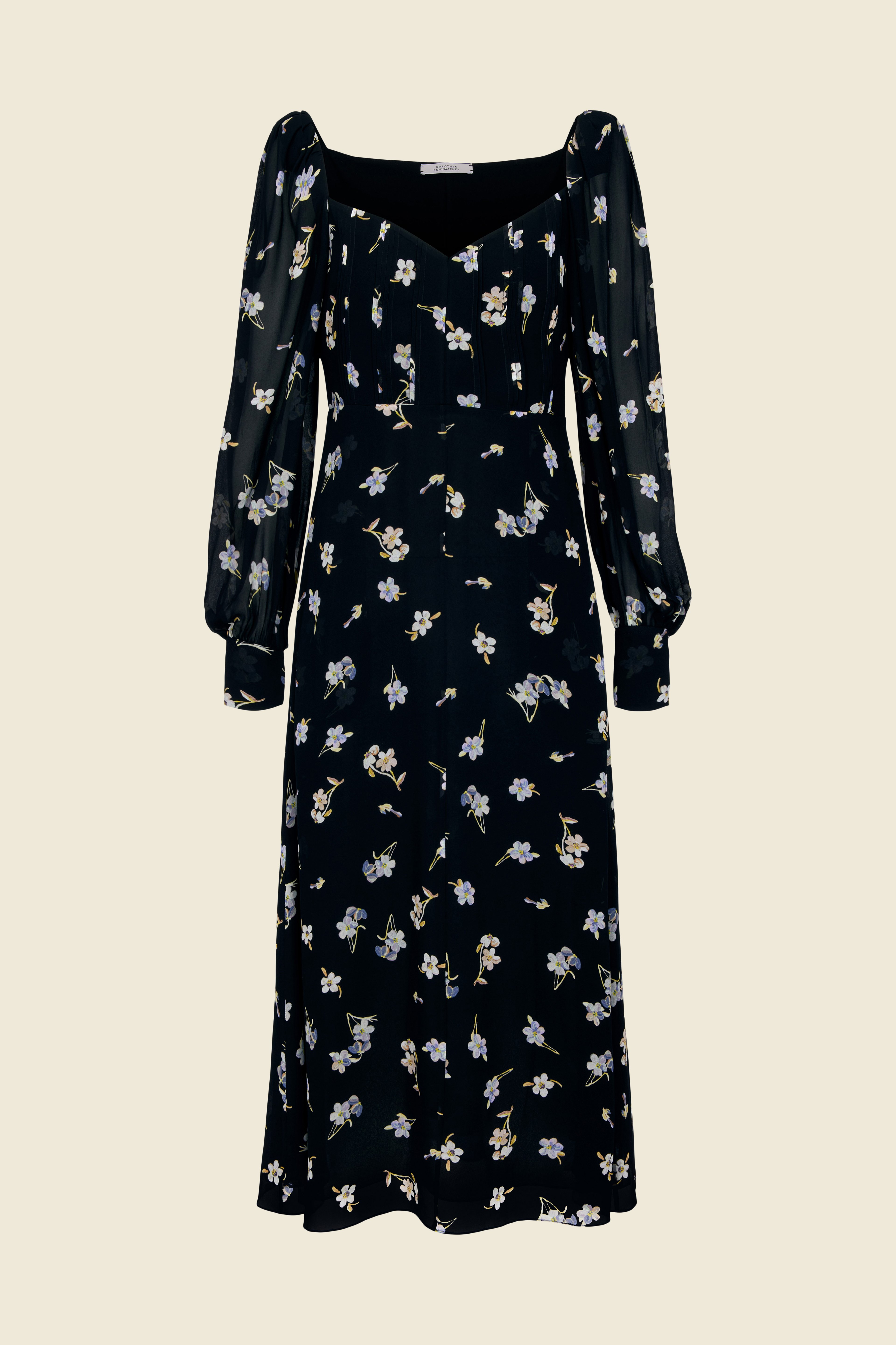 Dorothee Schumacher FLORAL PRINT GEORGETTE DRESS colorful black mix