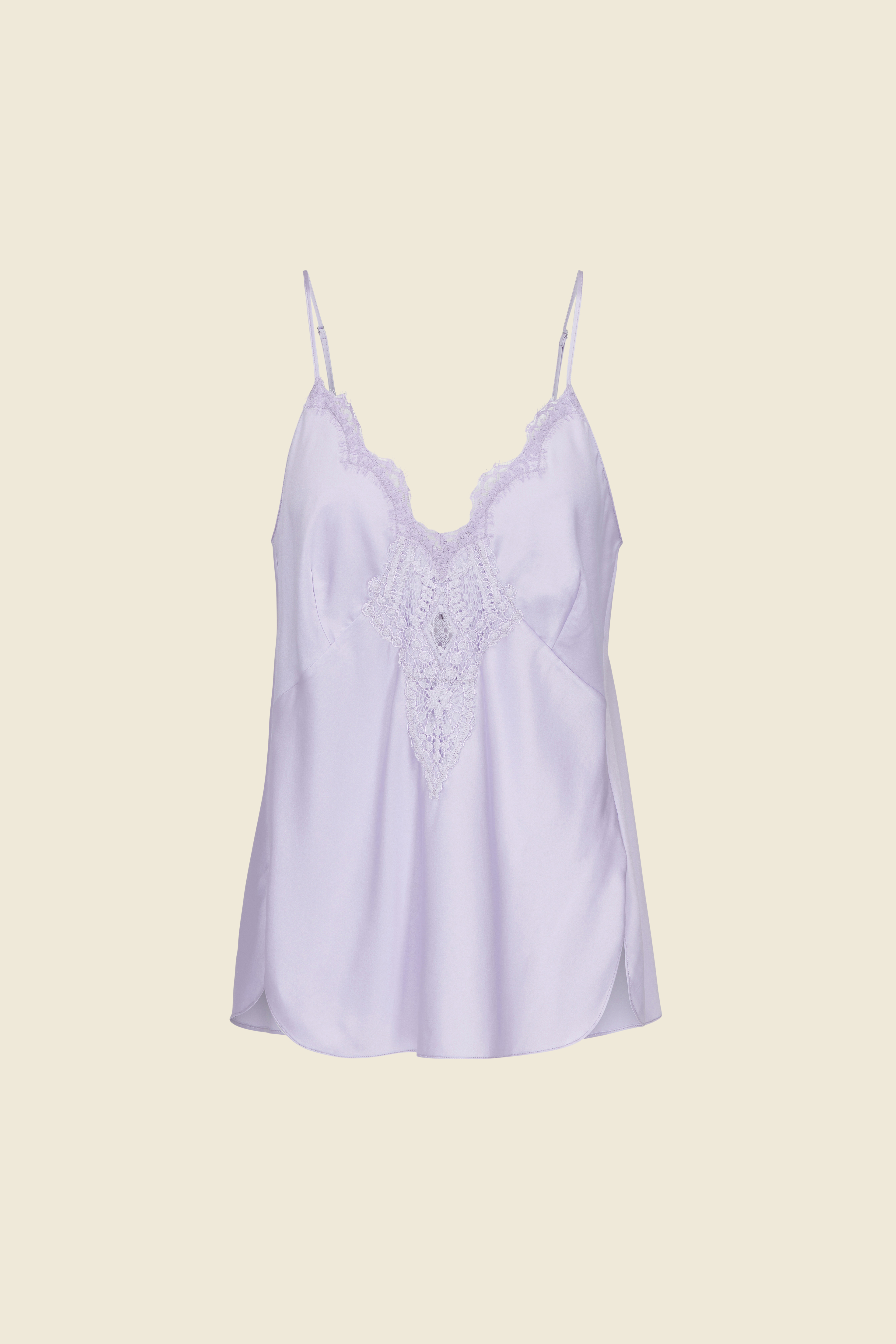 Dorothee Schumacher SILK CAMISOLE WITH LACE TRIM powder lilac