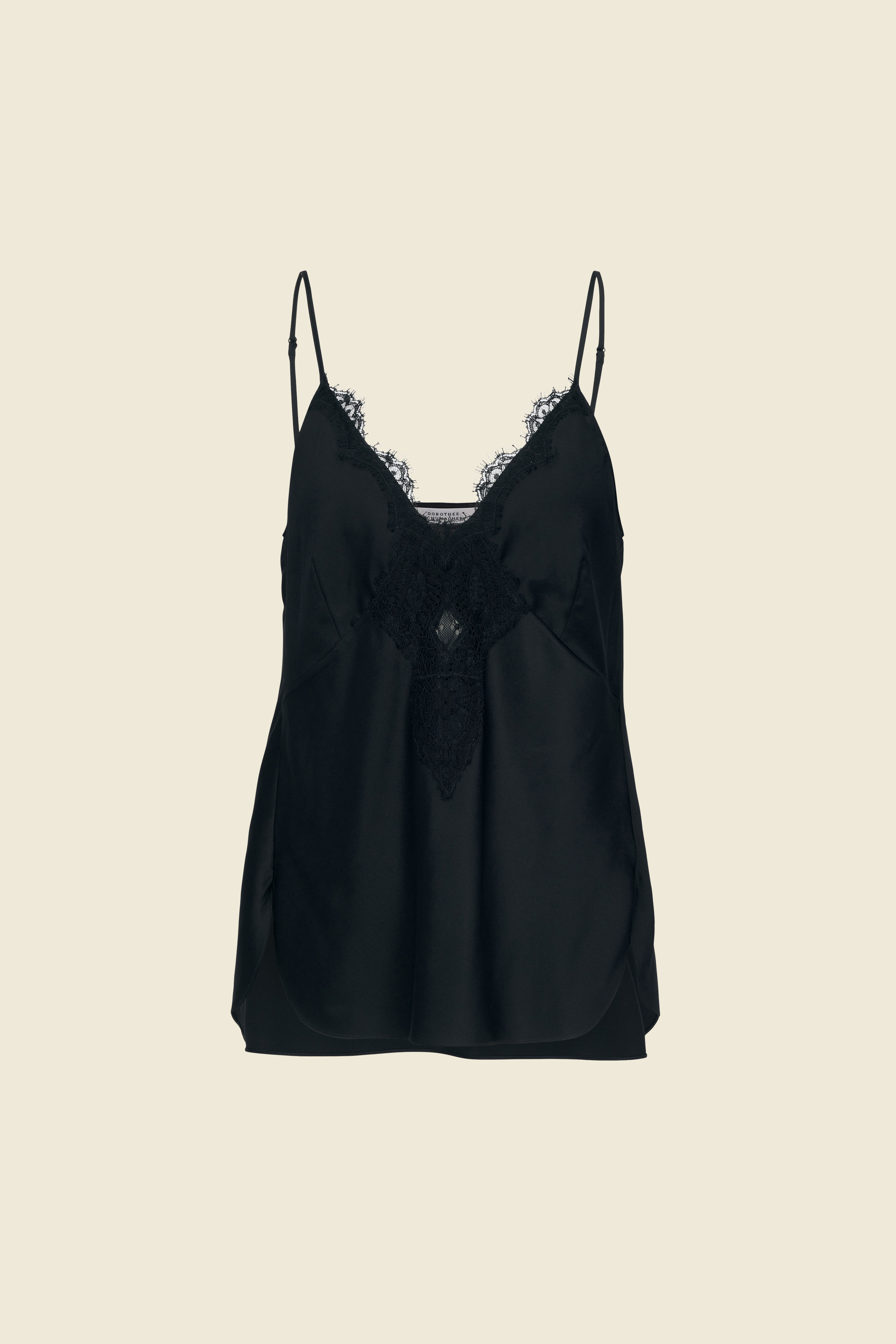 Dorothee Schumacher SILK CAMISOLE WITH LACE TRIM pure black