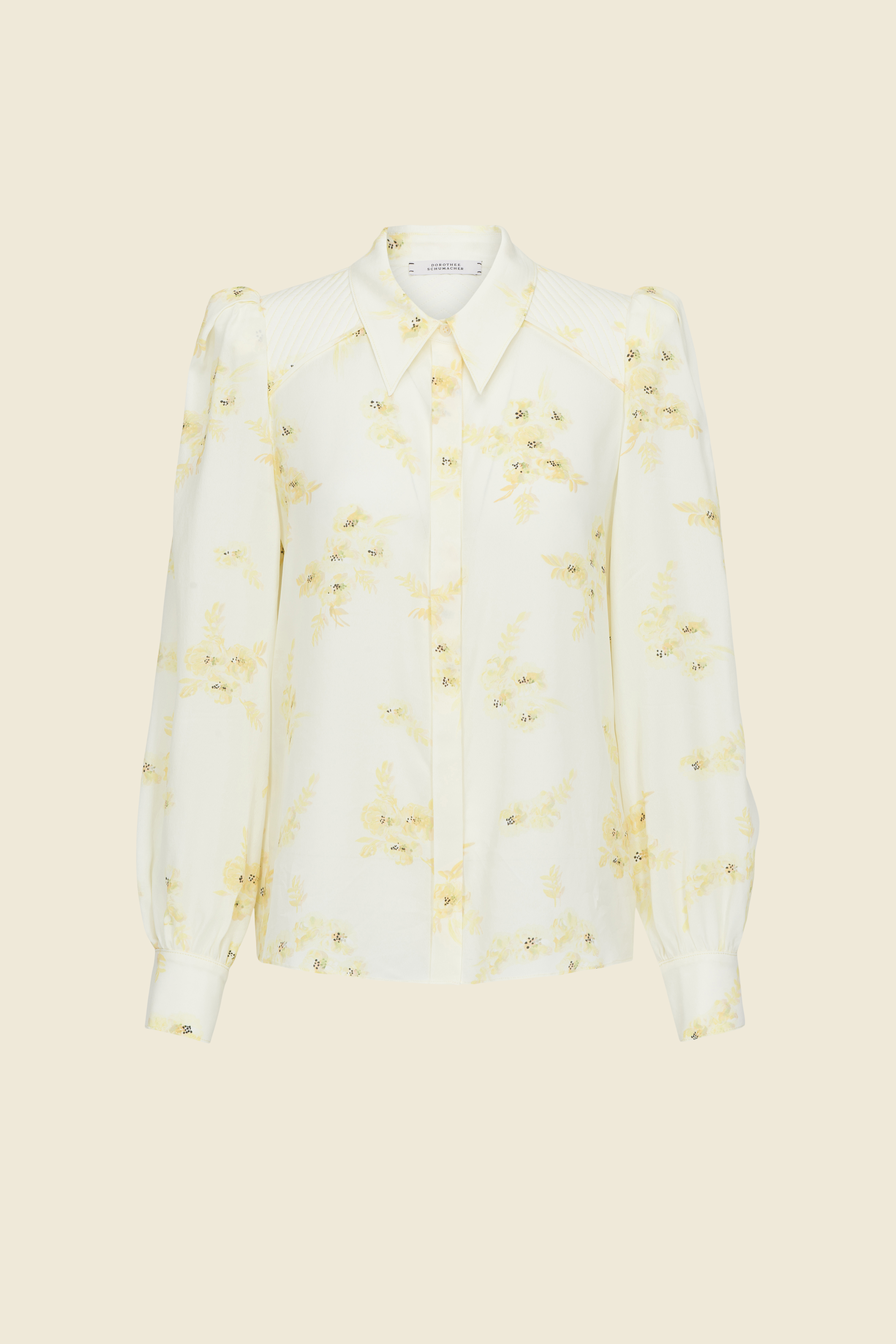 Dorothee Schumacher FLOWY FLORAL PRINT BLOUSE WITH QUILTED SHOULDERS floral yellow mix