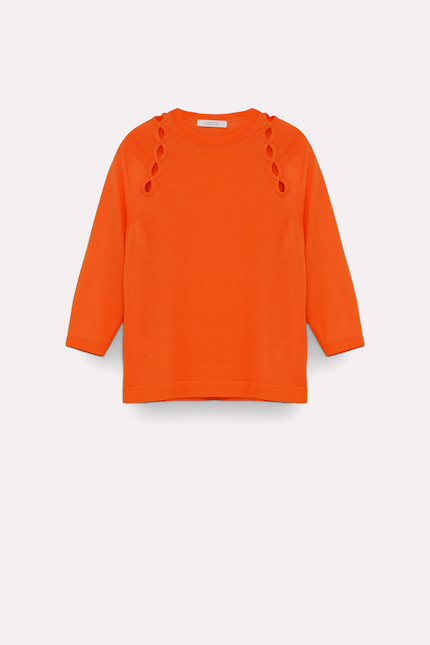 ESSENTIAL EASE pullover Dorothee Schumacher MERINO WOOL-SILK SWEATER WITH CUTOUTS spiced orange