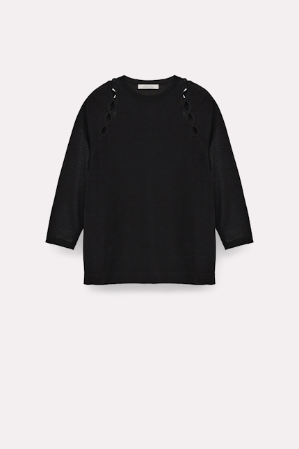 ESSENTIAL EASE pullover Dorothee Schumacher MERINO WOOL-SILK SWEATER WITH CUTOUTS pure black