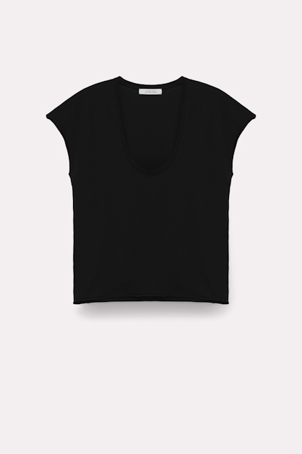 TOGETHERNESS v-neck Dorothee Schumacher T-SHIRT MIT ABGERUNDETEM V-AUSSCHNITT pure black