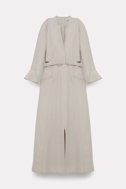 SUMMER CRUISE dress Dorothee Schumacher LINEN BLEND DRESS WITH CUTOUTS soft beige