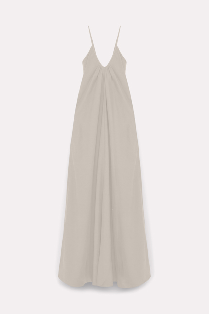SUMMER CRUISE dress Dorothee Schumacher LINEN BLEND SCOOP NECK MAXI DRESS soft beige