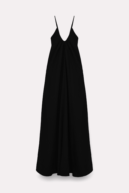 SUMMER CRUISE dress Dorothee Schumacher LINEN BLEND SCOOP NECK MAXI DRESS pure black