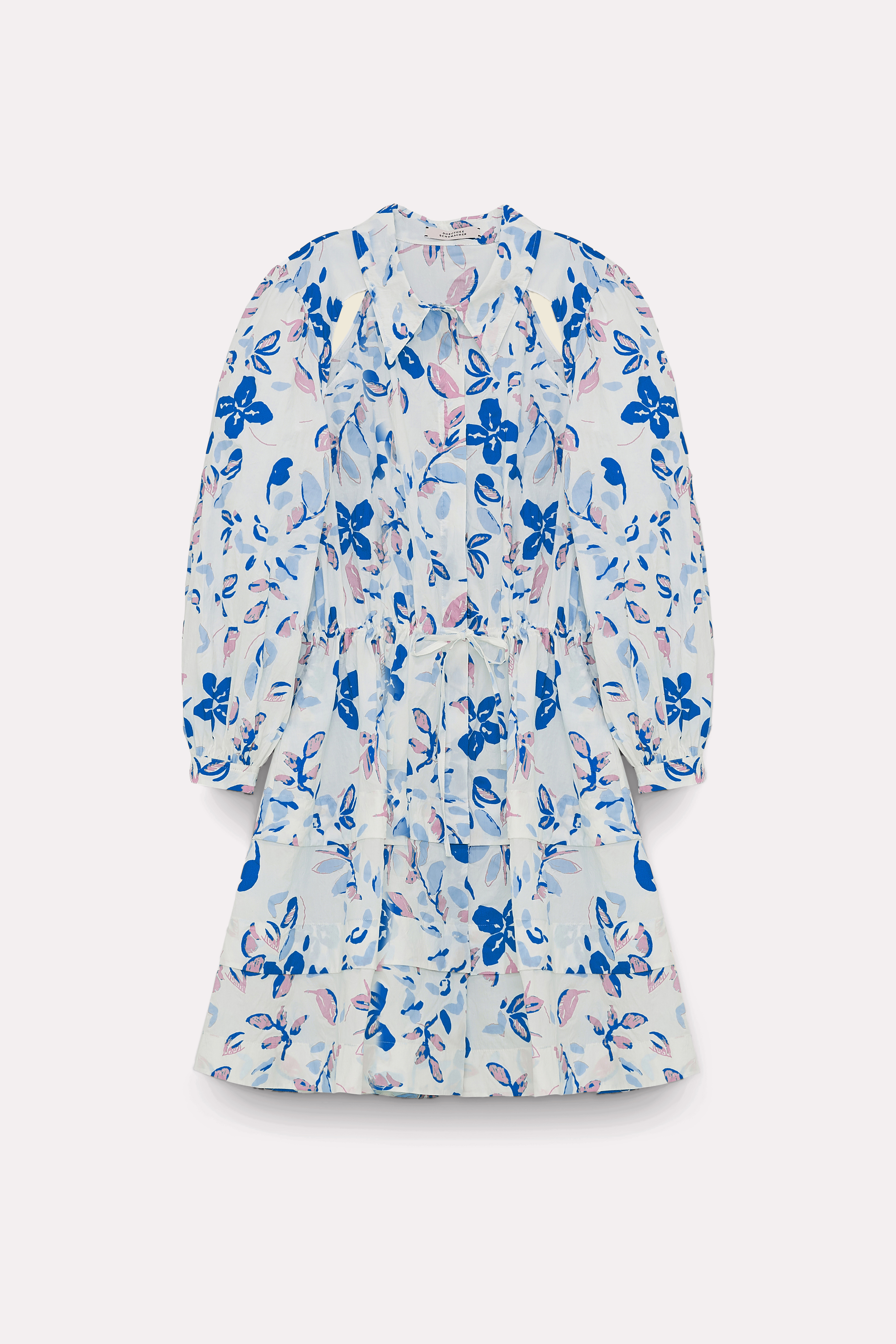 Dorothee Schumacher PRINTED SHIRTDRESS WITH CUTOUTS blue pink mix
