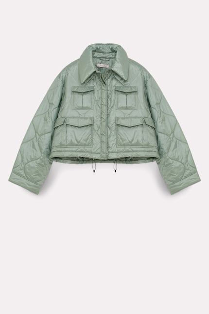 COZY COOLNESS jacket Dorothee Schumacher CROPPED QUILTED JACKET pale green